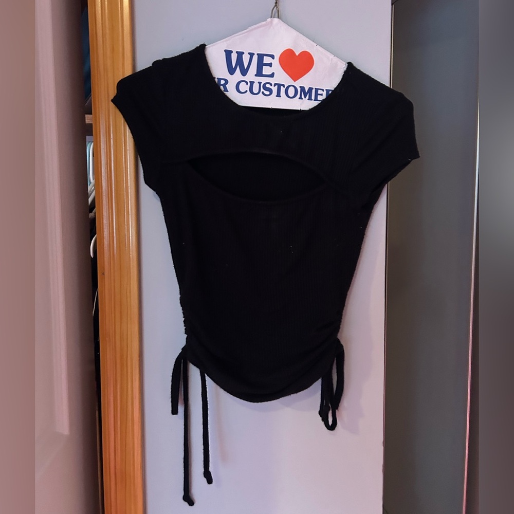 Aeropostale Black Cut-Out Ruched Bodysuit